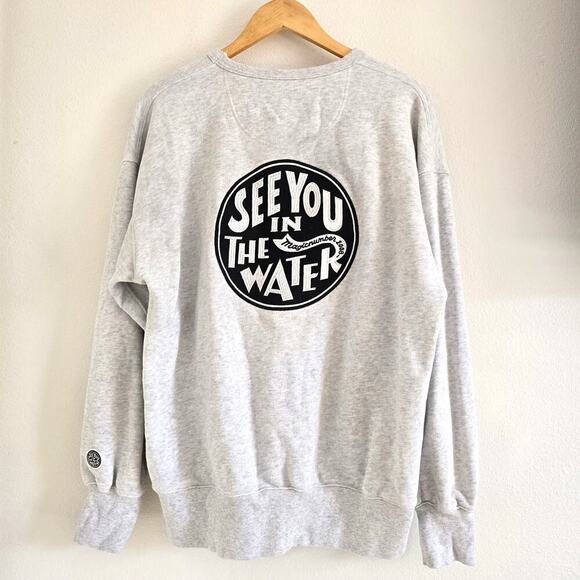 Magic Number Men's See you in the water Embroidered Sweatshirt Light Gray Size S - Picture 1 of 7